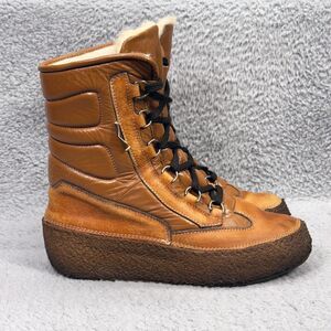 Dival Yeti Mens Size 9 Winter Boots Italian Leather Wool Lined Lace Up Vintage